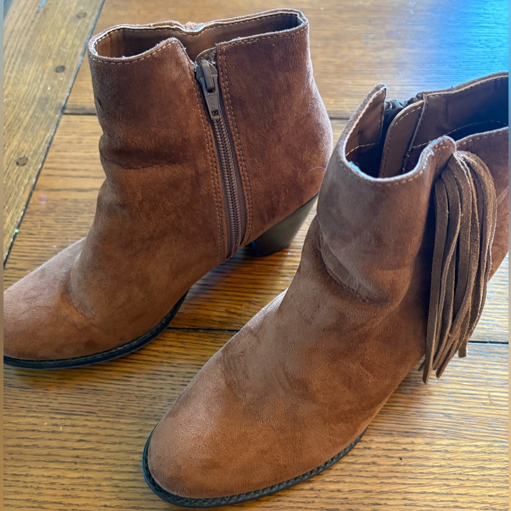 Target Mossimo Brown Ankle Booties with Fringe